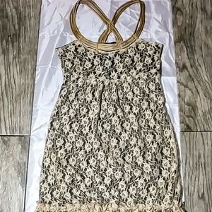 Nine bird lace slip dress with lining, halter neck